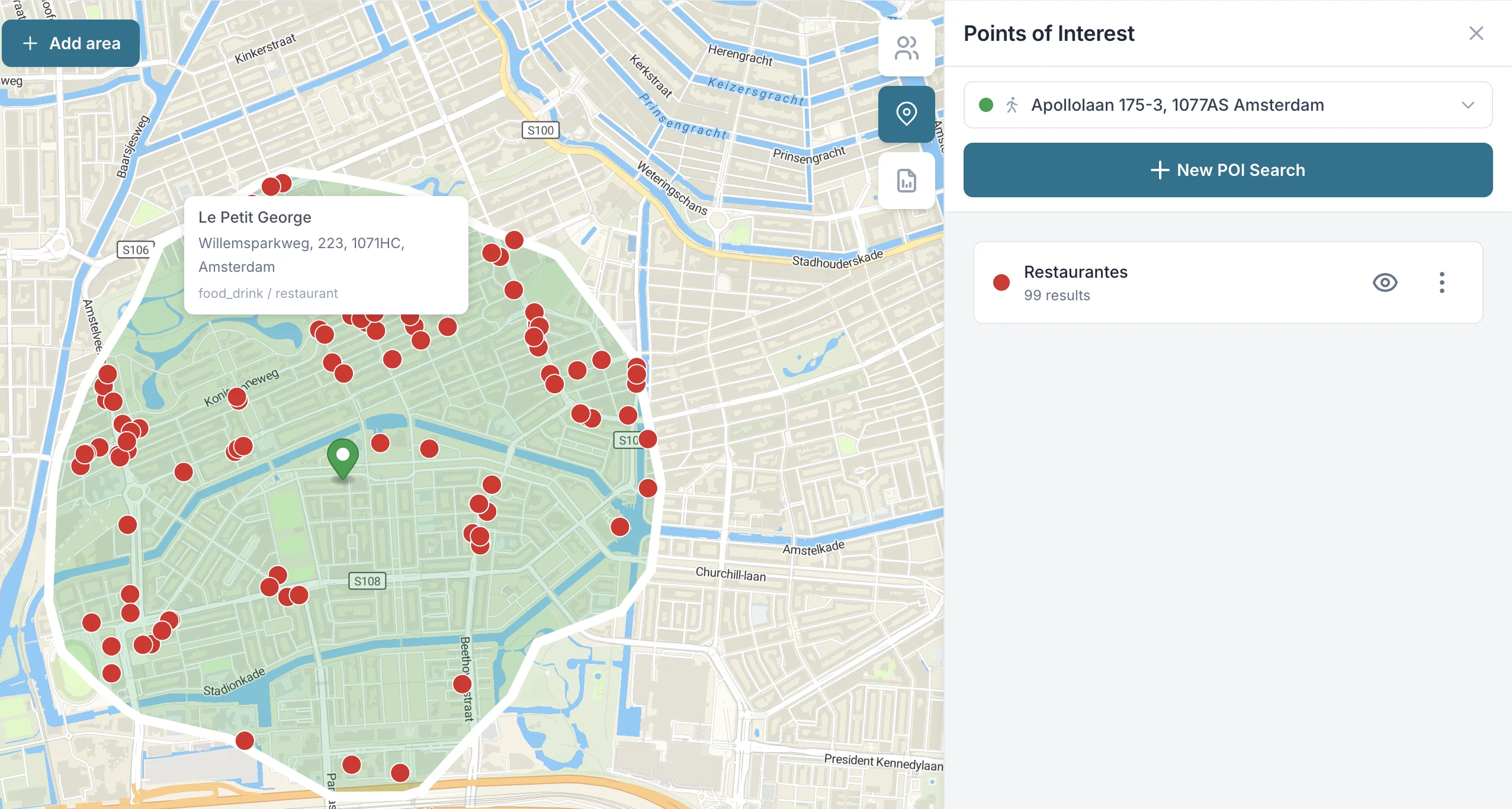 Competitor mapping with pins on the map